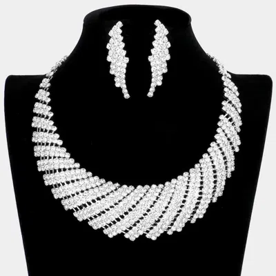 Fashnzfab Rhinestone Tornado Collar Bib Necklace In Silver