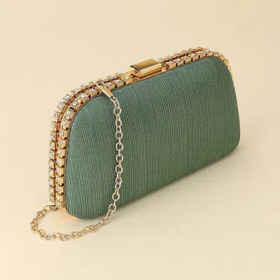 Fashnzfab Rhinestone Trim Around Sparkle Crossbody Evening Clutch Bag In Multi