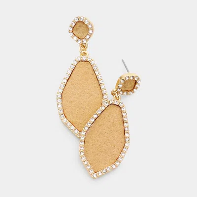Fashnzfab Rhinestone Trim Fabric Earrings In Gold