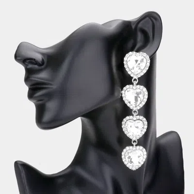 Fashnzfab Rhinestone Trim Heart Stone Link Dangle Earrings In Multi