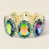 Fashnzfab Rhinestone Trim Oval Crystal Stretch Evening Bracelet In Multi