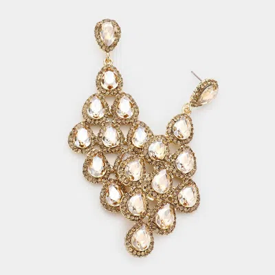 Fashnzfab Rhinestone Trim Teardrop Cluster Vine Evening Earrings - Gold, Lt Col Topaz
