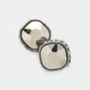 Fashnzfab Rhinestone Trimmed Square Stone Evening Stud Earrings - Hematite In Gray
