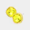 Fashnzfab Rhinestone Trimmed Square Stone Evening Stud Earrings - Yellow In Yellow