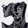 Fashnzfab Rhinestone Triple Open Heart Link Dangle Earrings In Gold