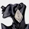 Fashnzfab Rhinestone V-shape Rhombus Evening Earrings - Ab, Gold In Metallic