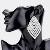 Fashnzfab Rhinestone V-shape Rhombus Evening Earrings - Clear, Silver In Silver