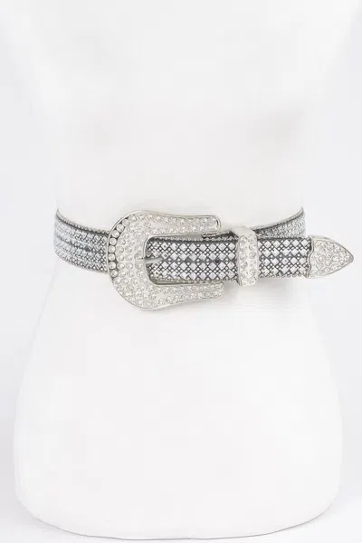 Fashnzfab Rhinestone Western Style Plus Size Belt In Metallic