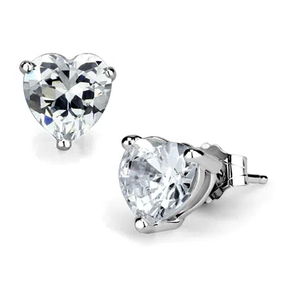 Fashnzfab Rhodium 925 Sterling Silver Earrings With Aaa Grade Cz In Clear In Blue