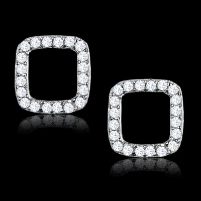 Fashnzfab Rhodium 925 Sterling Silver Earrings With Aaa Grade Cz In Clear In Multi