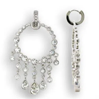 Fashnzfab Rhodium 925 Sterling Silver Earrings With Top Grade Crystal In Clear In Multi