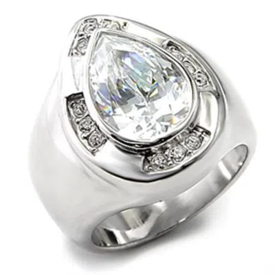 Fashnzfab Rhodium 925 Sterling Silver Ring With Aaa Grade Cz In Clear