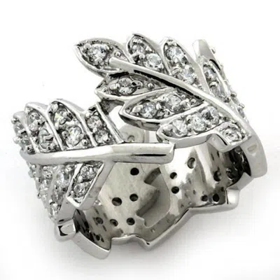 Fashnzfab Rhodium 925 Sterling Silver Ring With Aaa Grade Cz In Clear In Multi