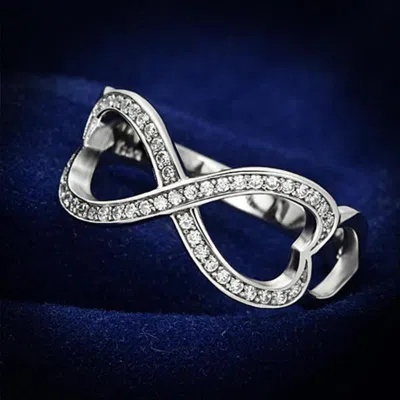 Fashnzfab Rhodium 925 Sterling Silver Ring With Aaa Grade Cz In Clear In Multi