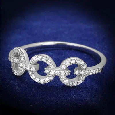 Fashnzfab Rhodium 925 Sterling Silver Ring With Aaa Grade Cz In Clear In Multi