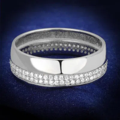Fashnzfab Rhodium 925 Sterling Silver Ring With Aaa Grade Cz In Clear In Multi