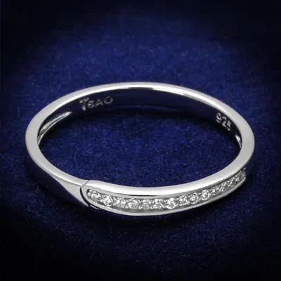 Fashnzfab Rhodium 925 Sterling Silver Ring With Aaa Grade Cz In Clear In Multi
