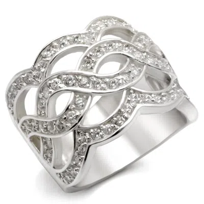 Fashnzfab Rhodium 925 Sterling Silver Ring With Aaa Grade Cz In Clear In Purple