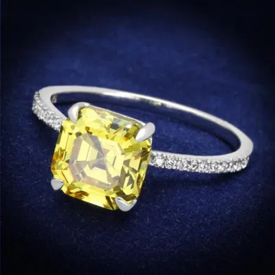 Fashnzfab Rhodium 925 Sterling Silver Ring With Cubic In Topaz In Multi