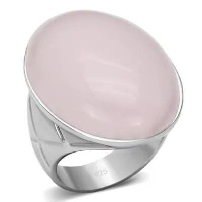 Fashnzfab Rhodium 925 Sterling Silver Ring With Precious Stone Pink Crystal In Light Rose In Multi