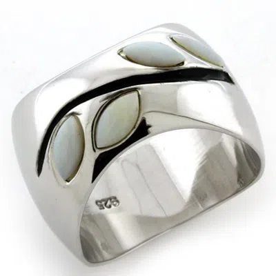 Fashnzfab Rhodium 925 Sterling Silver Ring With Semi-precious Opal In White In Metallic