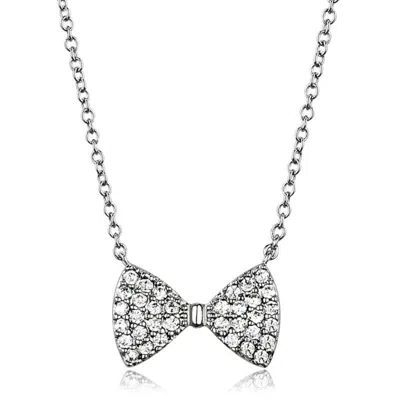 Fashnzfab Rhodium Brass Chain Pendant With Aaa Grade Cz In Clear In Multi