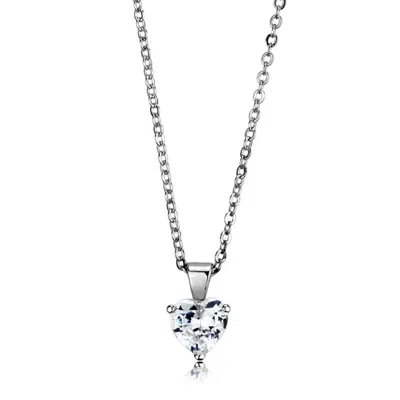 Fashnzfab Rhodium Brass Chain Pendant With Aaa Grade Cz In Clear In Silver