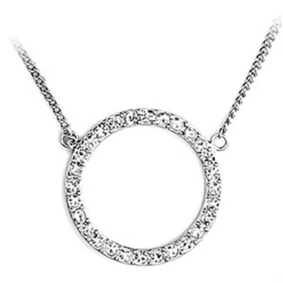 Fashnzfab Rhodium Brass Chain Pendant With Top Grade Crystal In Clear In Metallic
