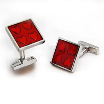 Fashnzfab Rhodium Brass Cufflink With Epoxy In Siam In Multi