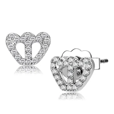 Fashnzfab Rhodium Brass Earrings With Top Grade Crystal In Clear In Silver