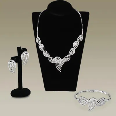 Fashnzfab Rhodium Brass Jewelry Sets With Aaa Grade Cz In Clear In Multi