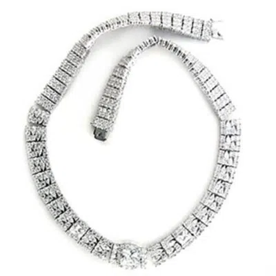 Fashnzfab Rhodium Brass Necklace With Aaa Grade Cz In Clear In Multi