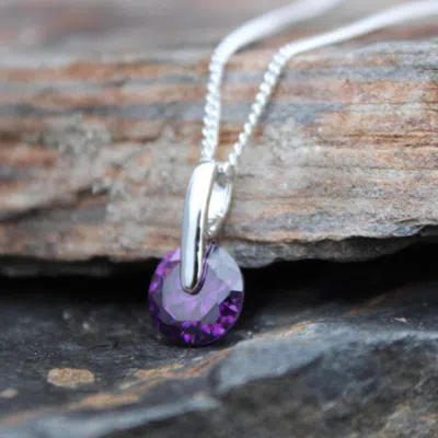 Fashnzfab Rhodium Brass Pendant With Aaa Grade Cz In Amethyst In Neutral