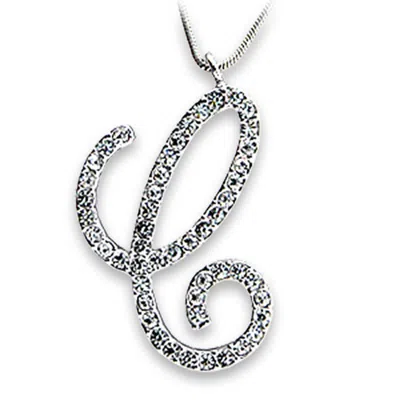 Fashnzfab Rhodium Brass Pendant With Top Grade Crystal In Clear In Multi