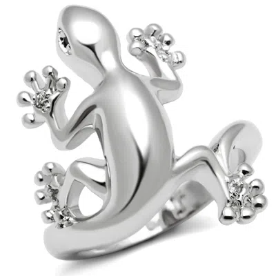 Fashnzfab Rhodium Brass Ring With Aaa Grade Cz In Black Diamond In Multi