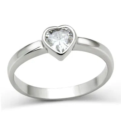Fashnzfab Rhodium Brass Ring With Aaa Grade Cz In Clear In Metallic