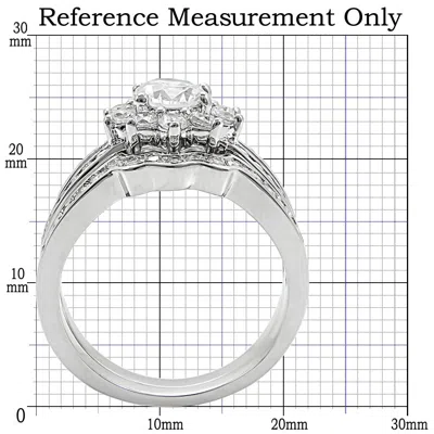Fashnzfab Rhodium Brass Ring With Aaa Grade Cz In Clear In Silver