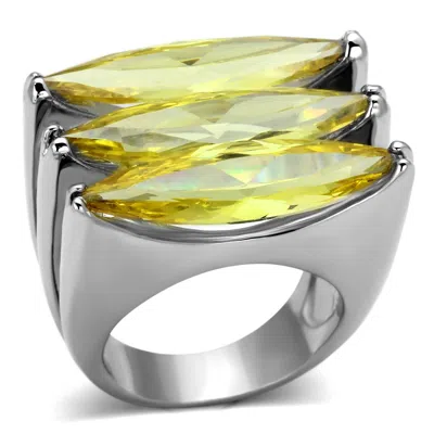 Fashnzfab Rhodium Brass Ring With Aaa Grade Cz In Topaz In Brown