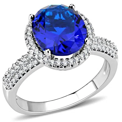 Fashnzfab Rhodium Brass Ring With Synthetic In Montana In Multi
