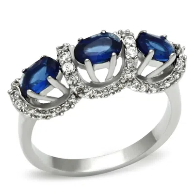 Fashnzfab Rhodium Brass Ring With Synthetic Synthetic Glass In Montana In Multi