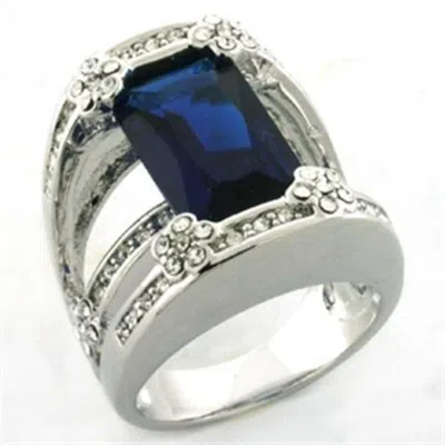 Fashnzfab Rhodium Brass Ring With Synthetic Synthetic Glass In Montana In Multi