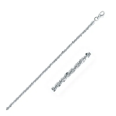 Fashnzfab Rhodium Plated 2.2mm Sterling Silver Sparkle Style Chain (2.20 Mm)