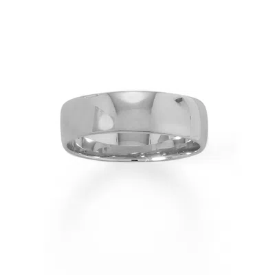 Fashnzfab Rhodium Plated 6mm Wedding Band In Silver