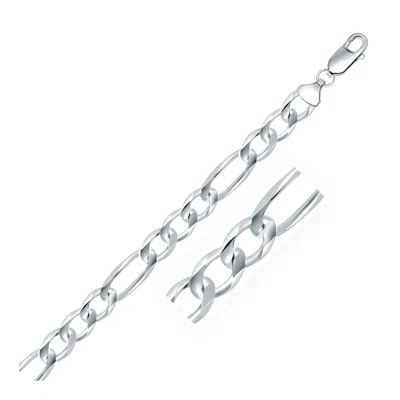 Fashnzfab Rhodium Plated 8.8mm Sterling Silver Figaro Style Chain (8.80 Mm) In Multi