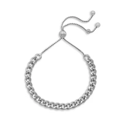 Fashnzfab Rhodium Plated Curb Chain Bolo Bracelet In Orange