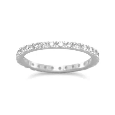 Fashnzfab Rhodium Plated Cz Eternity Band In Orange