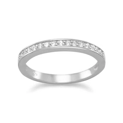 Fashnzfab Rhodium Plated Cz Ring In Silver