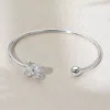 Fashnzfab Rhodium Plated Cz Stone Butterfly Tip Cuff Bracelet Silver In Metallic