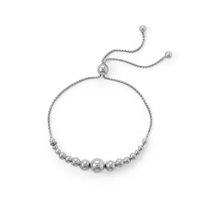 Fashnzfab Rhodium Plated Graduated Bead Bolo Bracelet In Purple