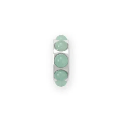 Fashnzfab Rhodium Plated Green Aventurine Wheel Bead Charm In Pink